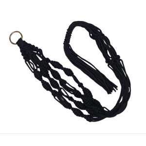 Black Macrame Plant Hanger One Size. Boho retro